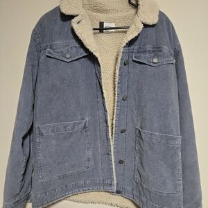 Roxy Blue Corduroy Jacket with Cream Fleece